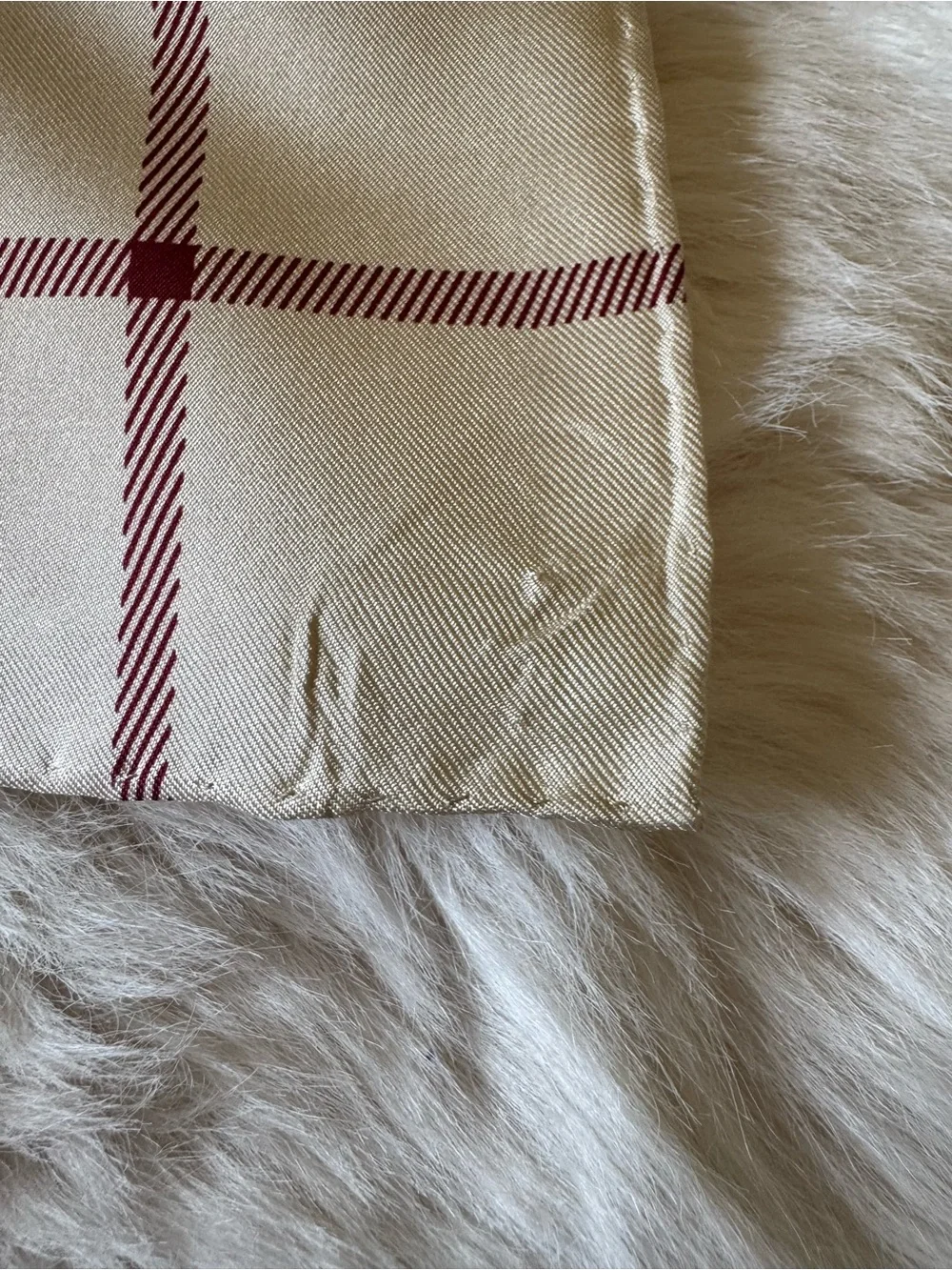 Burberry Beige Plaid Silk Square Scarf